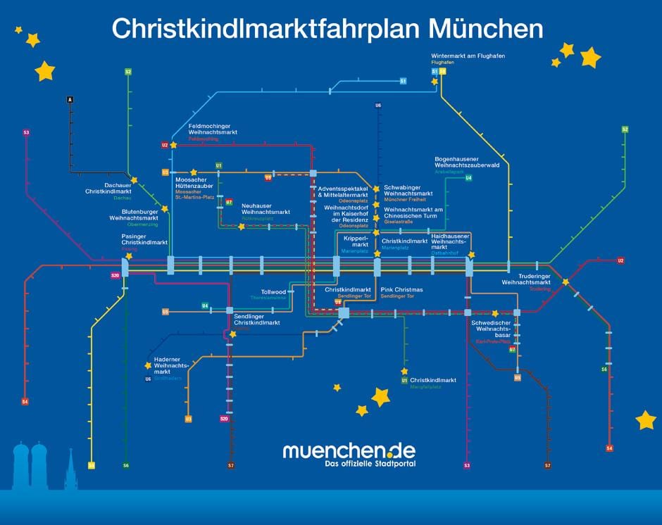 Karte minhenes ziemassvētku tirdziņi