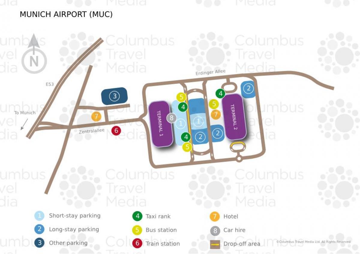 Karte minhenes lidosta, dzelzceļa stacija
