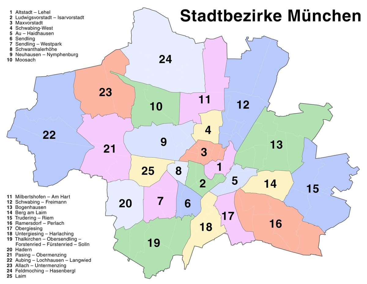 karte minhenes priekšpilsētas