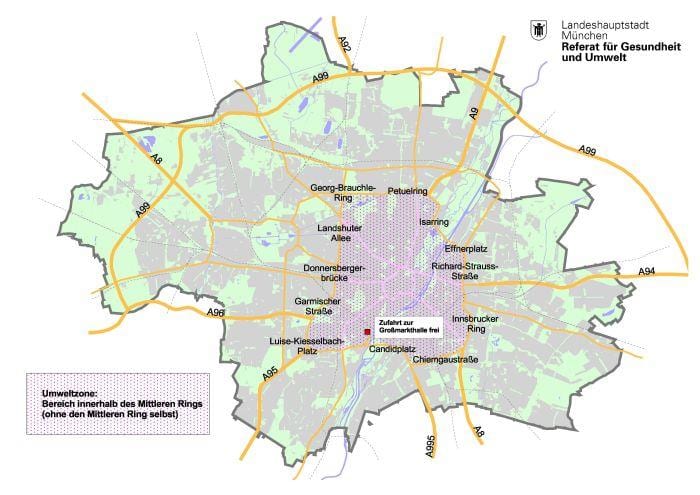 Karte minhenes zaļā zona