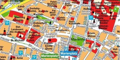 Ielu karti no minhenes pilsētas centrs